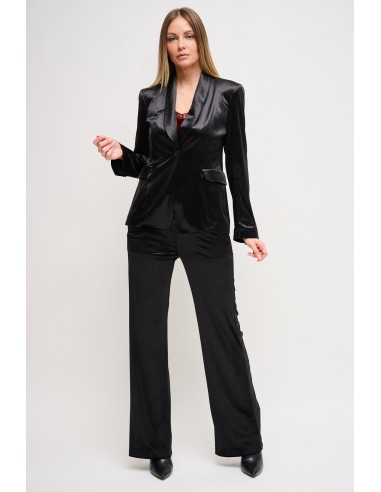 Blazer de abotoamento simples em veludo Maryley