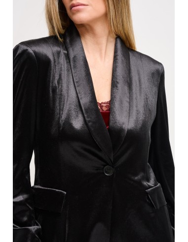Blazer de um só peito em veludo Maryley