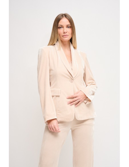 Blazer de corte simples em veludo Maryley