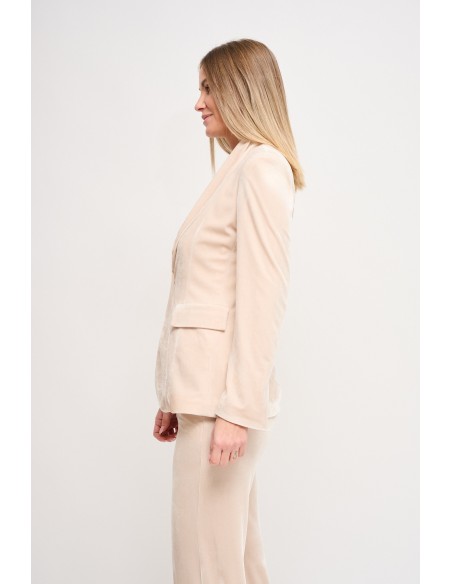 Blazer de abotoamento simples em veludo Maryley