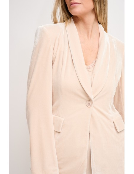 Blazer de abotoamento simples em veludo Maryley