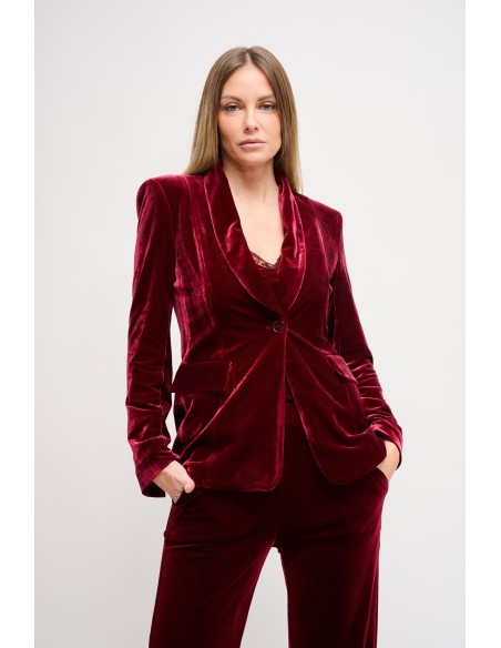 Blazer de abotoamento simples em veludo Maryley