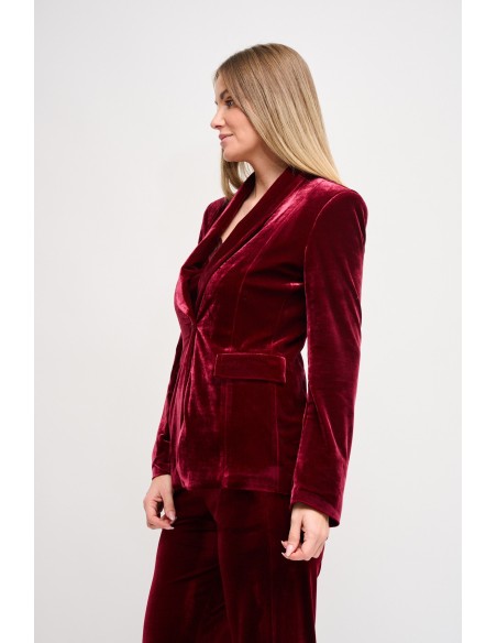 Blazer de um só peito em veludo Maryley