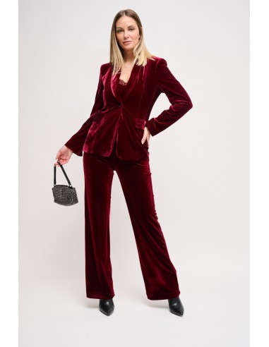 Blazer de abotoamento simples em veludo Maryley