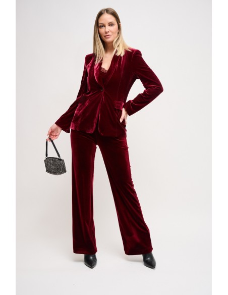 Blazer de abotoamento simples em veludo Maryley