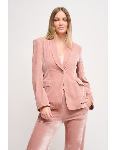 Blazer de abotoamento simples em veludo Maryley