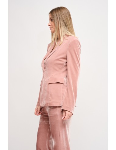 Blazer de abotoamento simples em veludo Maryley