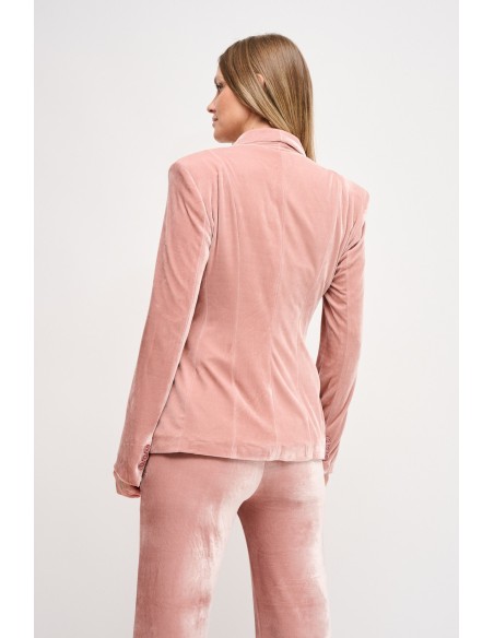 Blazer de um só peito em veludo Maryley