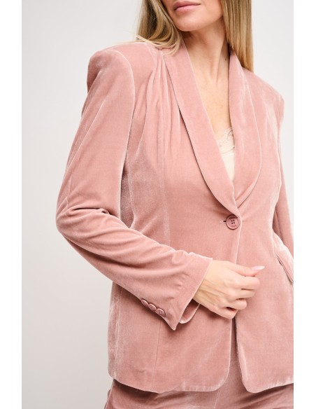 Blazer de um só abotoamento em veludo Maryley
