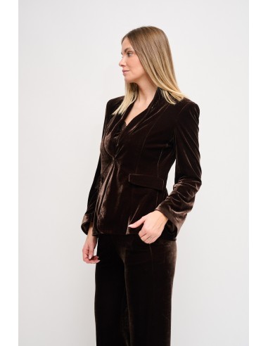 Blazer de um Só Peito em Veludo Maryley