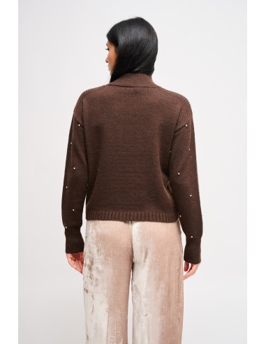 Camisola de gola alta com aplicações tipo jóia Maryley