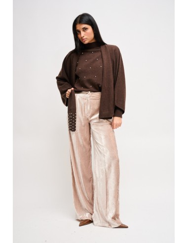 Camisola de gola alta com aplicações de joia Maryley