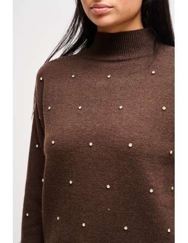 Camisola de gola alta com aplicações tipo jóia Maryley