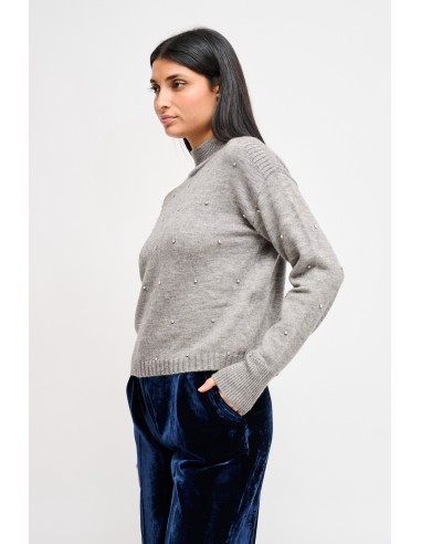 Camisola de gola alta com aplicações joia Maryley