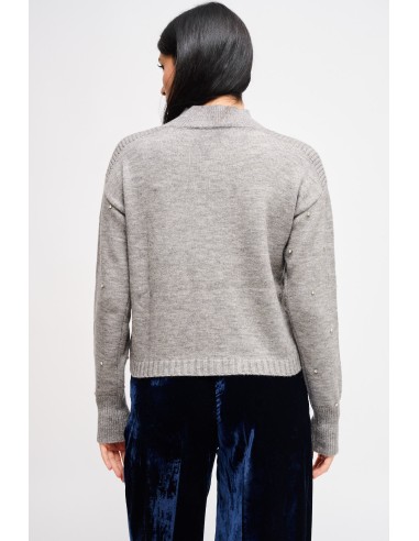Camisola de gola alta com aplicações de jóias Maryley