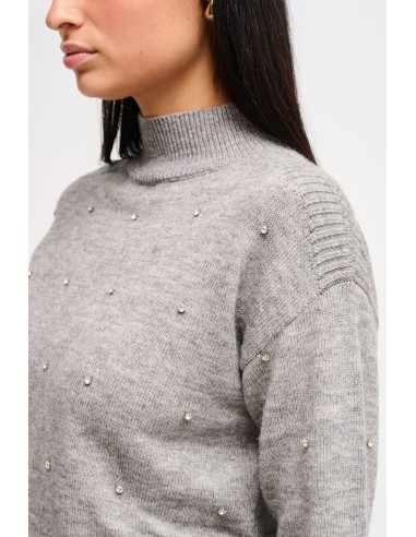 Camisola de gola alta com aplicações joia Maryley