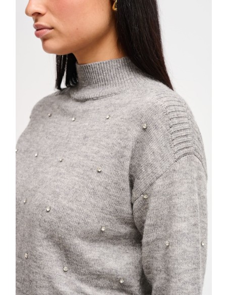 Camisola de gola alta com aplicações joia Maryley