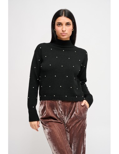 Camisola de gola alta com aplicações joia Maryley