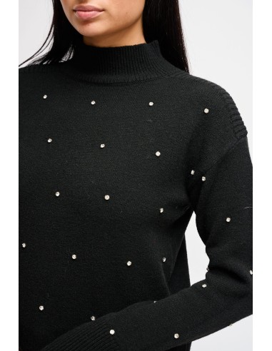 Camisola de gola alta com aplicações tipo joia Maryley