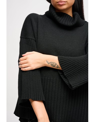 Camisola gola alta oversize com manga 3/4 Maryley