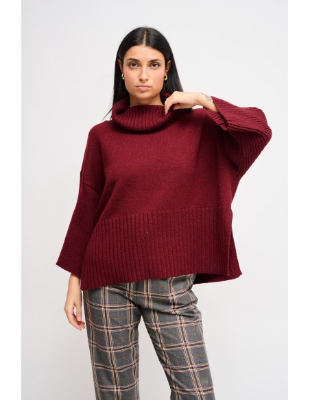 Camisola de gola alta oversize com manga 3/4 Maryley