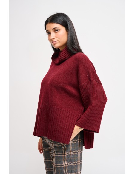 Camisola oversize de gola alta com manga 3/4 Maryley