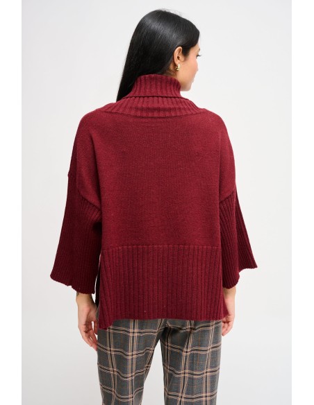 Camisola de gola alta oversize com manga 3/4 Maryley