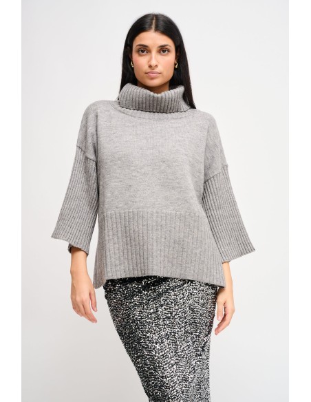 Camisola de gola alta oversize com manga 3/4 Maryley