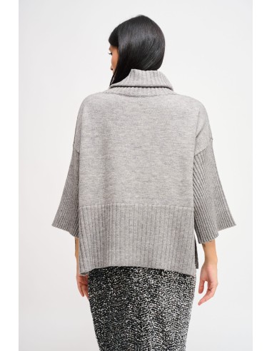 Camisola gola alta oversize com manga 3/4 Maryley