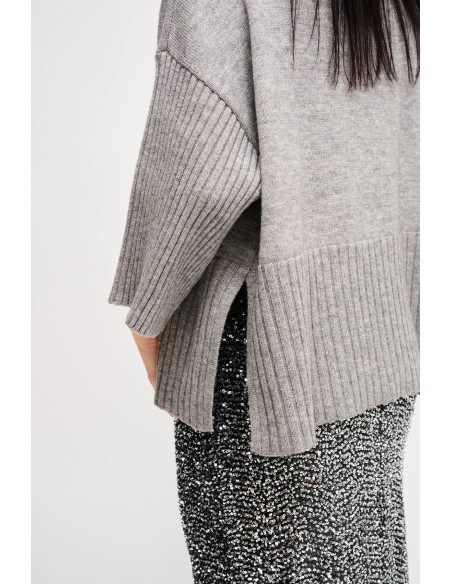 Camisola de gola alta oversize com manga 3/4 Maryley