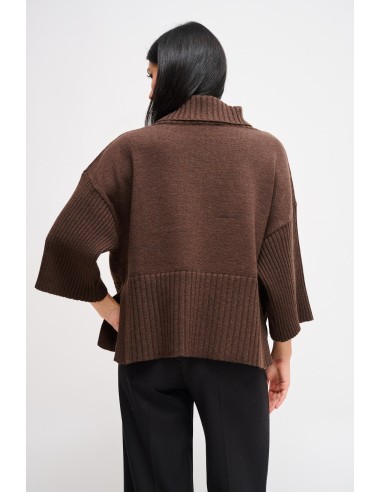 Camisola gola alta oversize com manga 3/4 Maryley