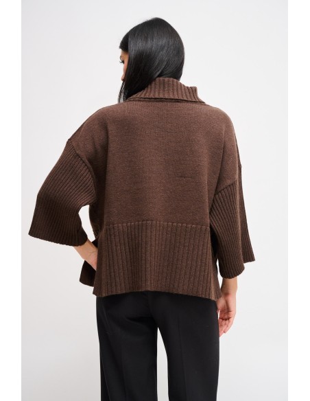 Camisola gola alta oversize com manga 3/4 Maryley