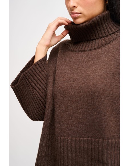 Camisola de Gola Alta Oversize com Manga 3/4 Maryley