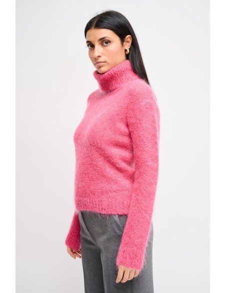 Camisola gola alta cropped em mohair Maryley
