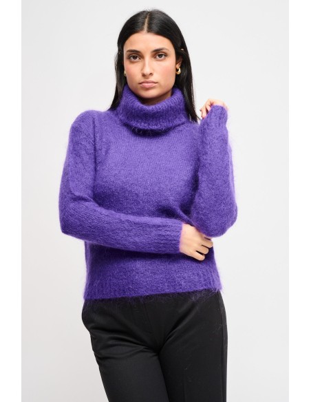 Cropped de gola alta em mohair Maryley