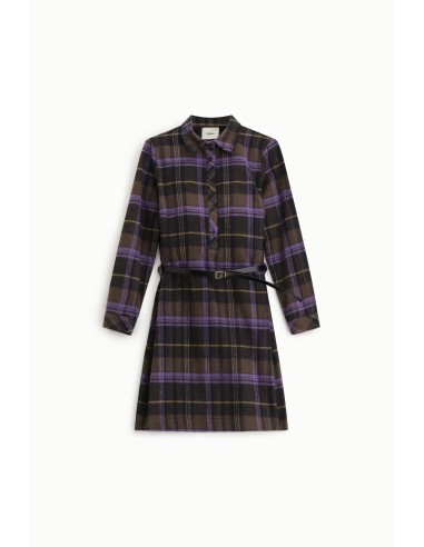 Vestido Curto Xadrez com Cinto e Gola Clássica Dixie