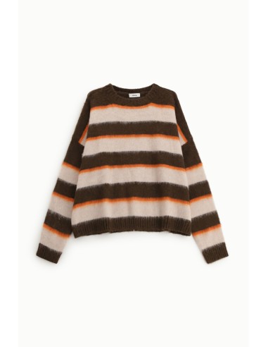 Camisola de gola redonda com riscas largas e macia Dixie