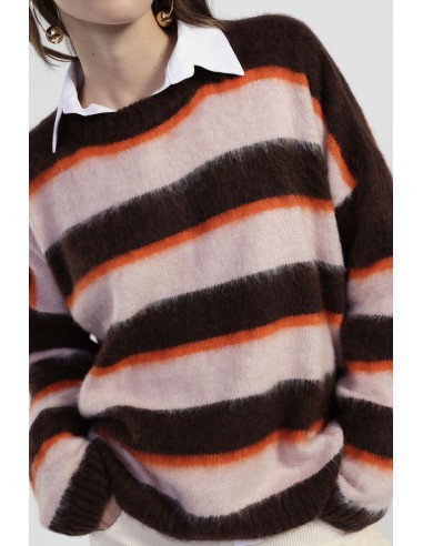 Camisola de gola redonda com riscas largas, macia Dixie