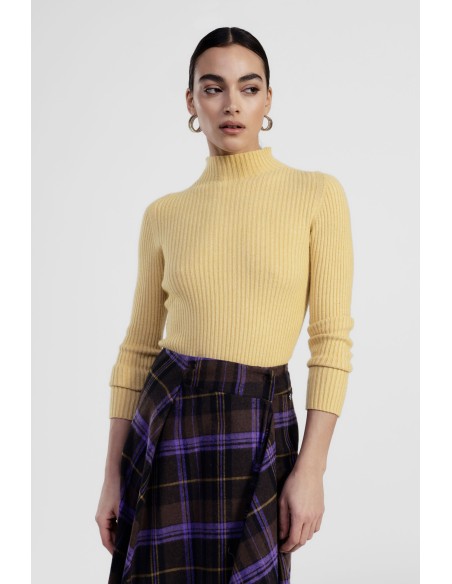 Camisola de gola alta com malha canelada Dixie