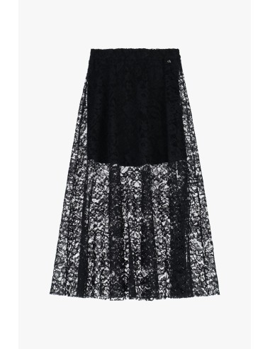 Saia Longa em Renda com Efeito Transparente Dixie