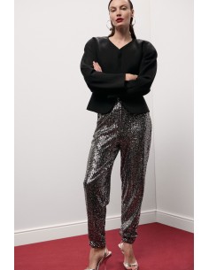 Pantaloni Jogging Con Paillettes E Fondo Elasticizzato Dixie - Vest...