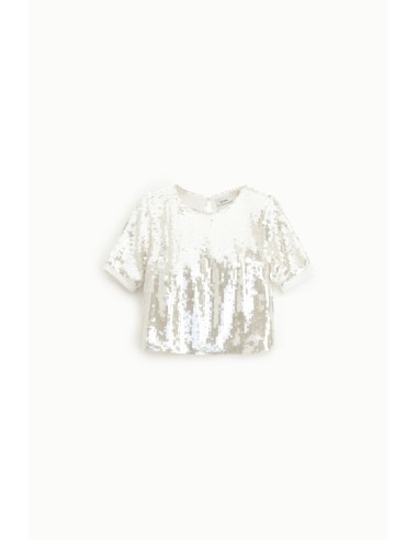 T-shirt de mangas curtas com lantejoulas brilhantes Dixie