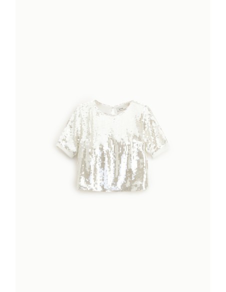 T-shirt de mangas curtas com lantejoulas brilhantes Dixie