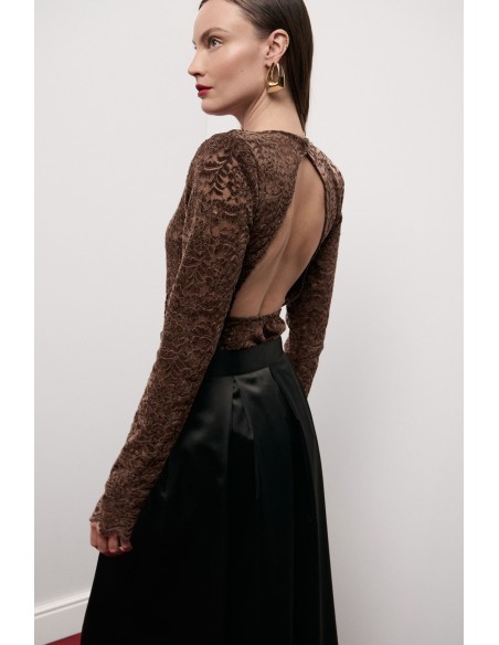 Body In Pizzo Con Maniche Lunghe E Apertura Sul Retro Dixie - Vesti...