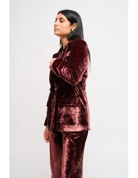 Blazer de abotoamento duplo em veludo liso Maryley
