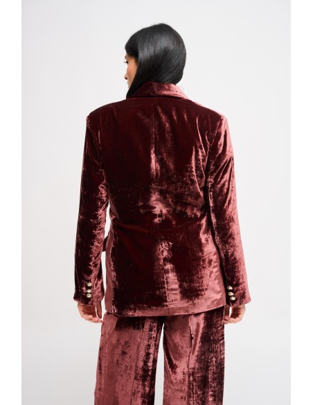 Blazer de duplo peito em veludo liso Maryley