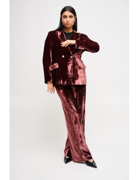Blazer de duplo abotoamento em veludo liso Maryley