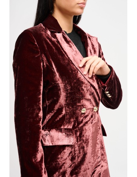 Blazer cruzado em veludo liso Maryley