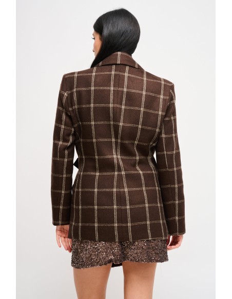 Blazer xadrez com detalhe de cinto Maryley