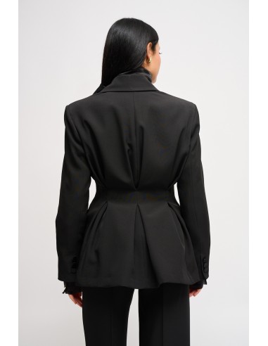 Blazer de abotoamento duplo com detalhes em cetim Maryley